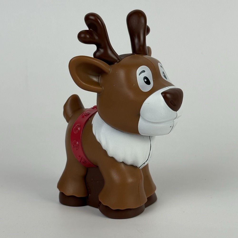 Fisher-Price Little People Santa's Reindeer Christmas Figure Brown Red Harness